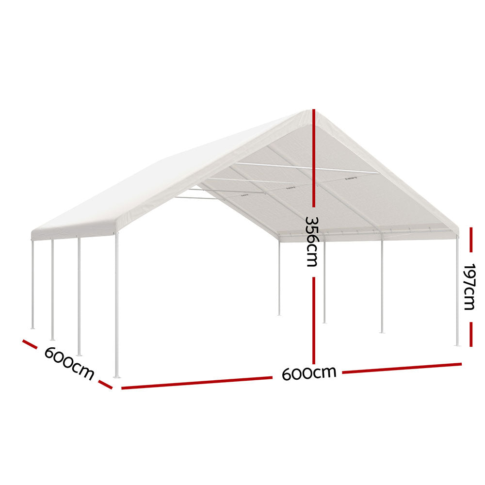 NNEDSZ Carports 6x6m Carport Kits Steel Shelter Gazebo Canopy Garage Portable Garden Shed