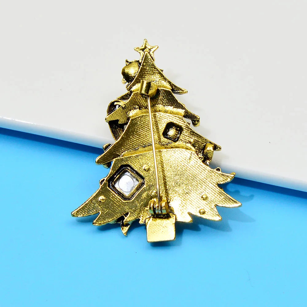 Elegant Rhinestone Christmas Tree Brooch