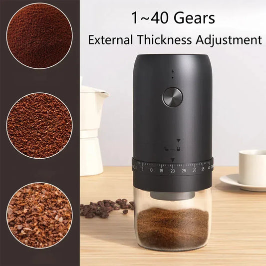 1800mAh Electric Coffee Grinder 40 Level Adjustable Burr Grinder Black
