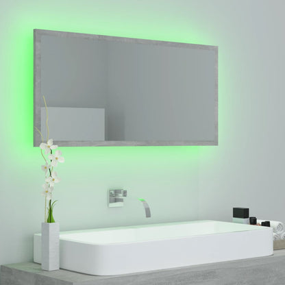 NNEVL LED Bathroom Mirror Concrete Grey 90x8.5x37 cm Chipboard