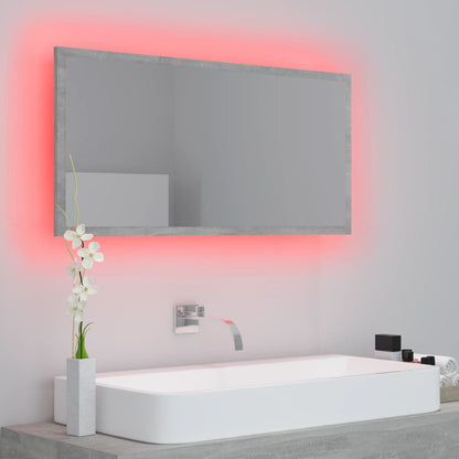 NNEVL LED Bathroom Mirror Concrete Grey 90x8.5x37 cm Chipboard