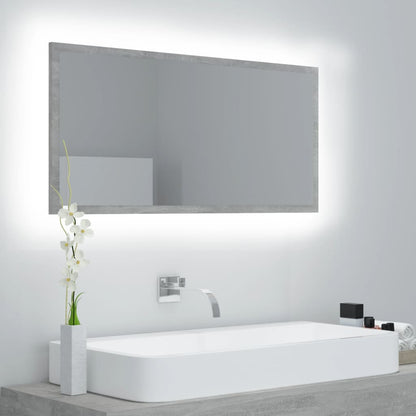 NNEVL LED Bathroom Mirror Concrete Grey 90x8.5x37 cm Chipboard