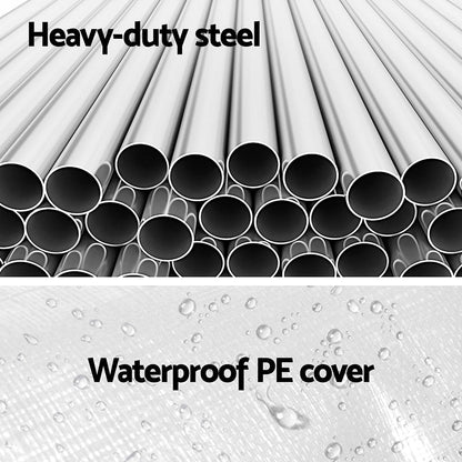 NNEDSZ Carports 6x6m Carport Kits Steel Shelter Gazebo Canopy Garage Portable Garden Shed