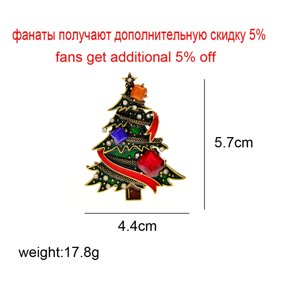 Elegant Rhinestone Christmas Tree Brooch