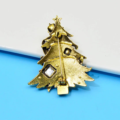 Elegant Rhinestone Christmas Tree Brooch